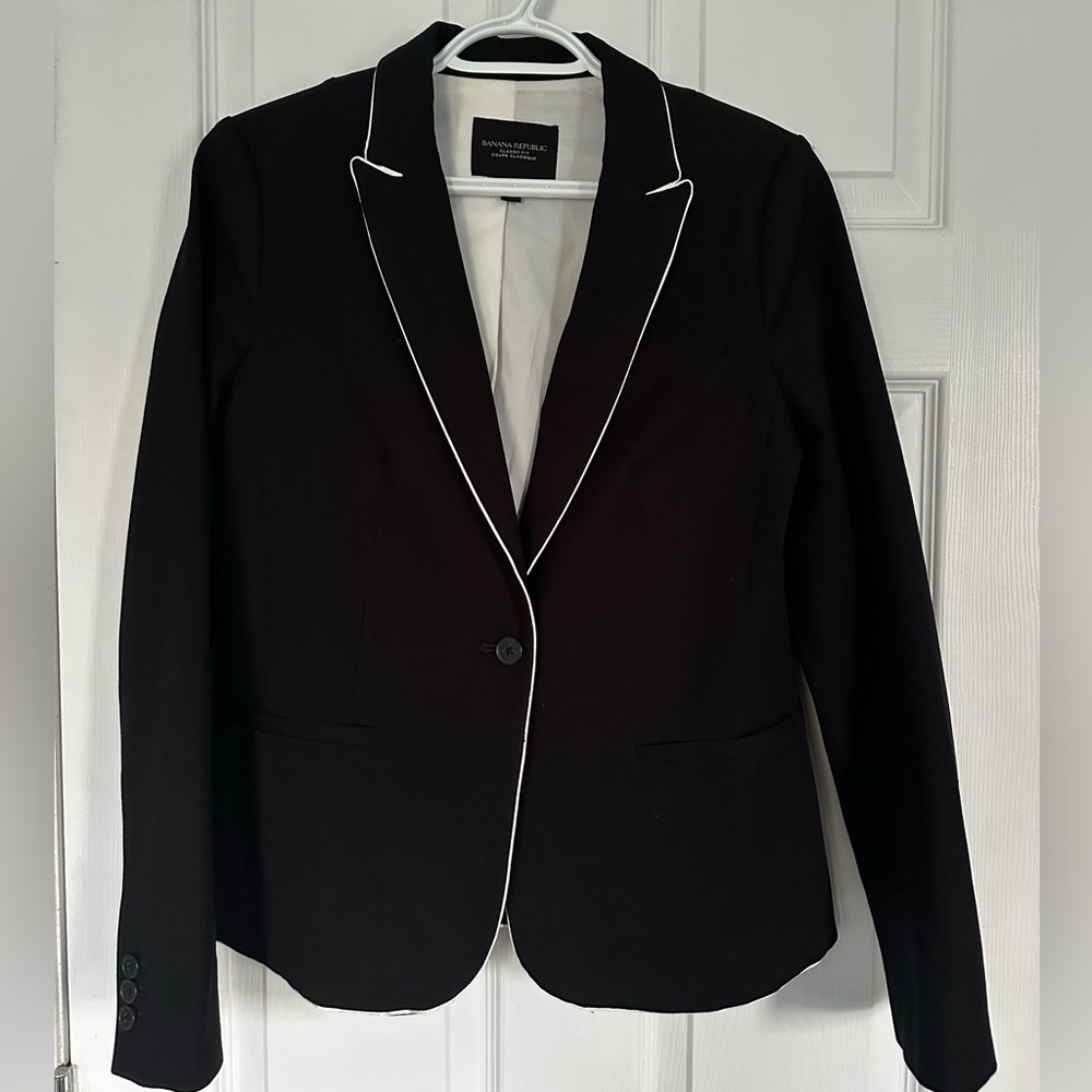 Banana Republic Black and White Blazer Tailored Suit Jacket